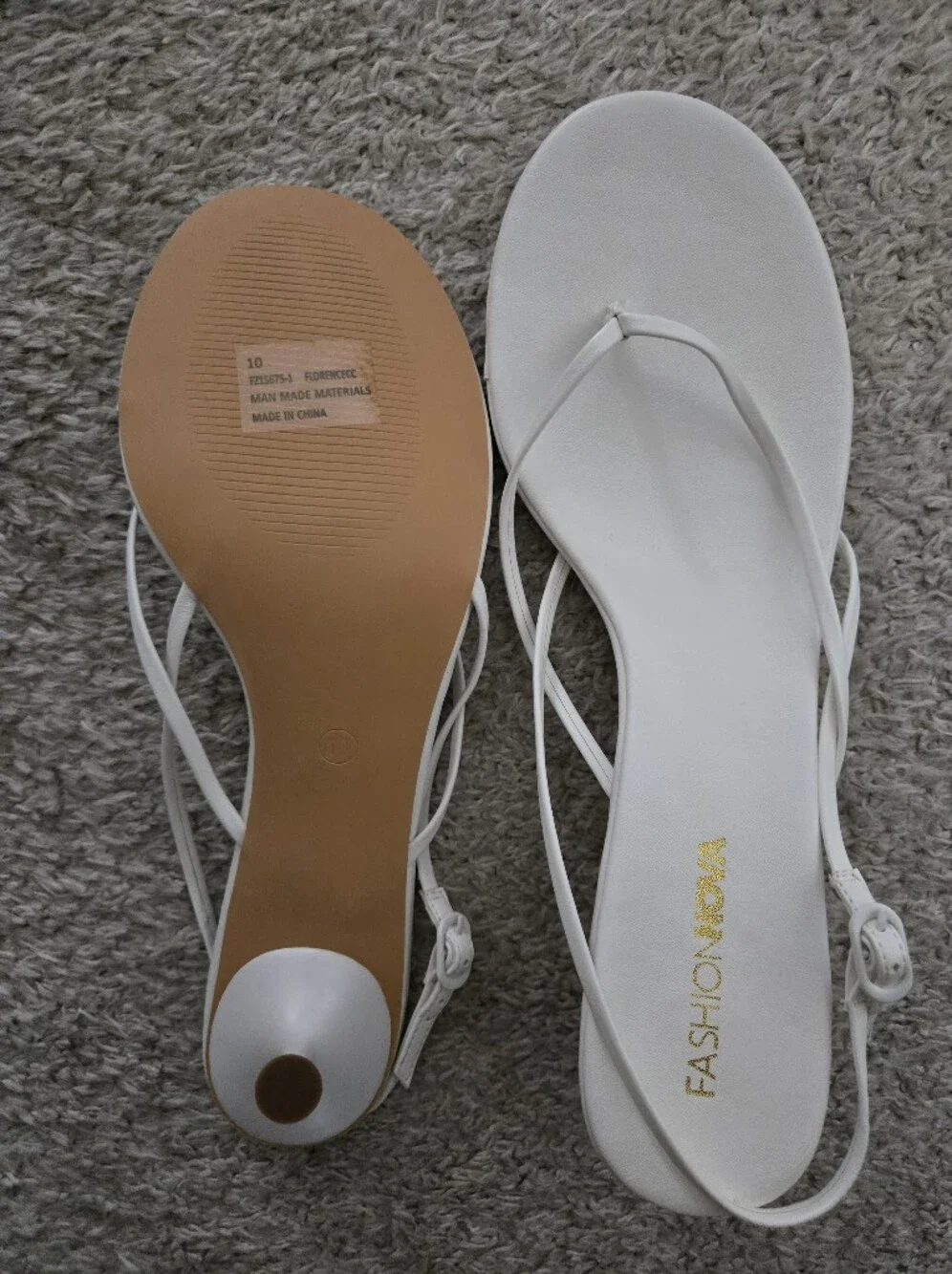 Fashion Nova White Minimalist Strappy Sandals